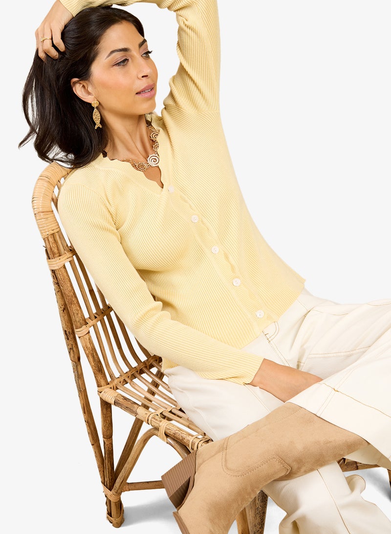 Little Mistress Lemon Scallop Cardi - Image 3